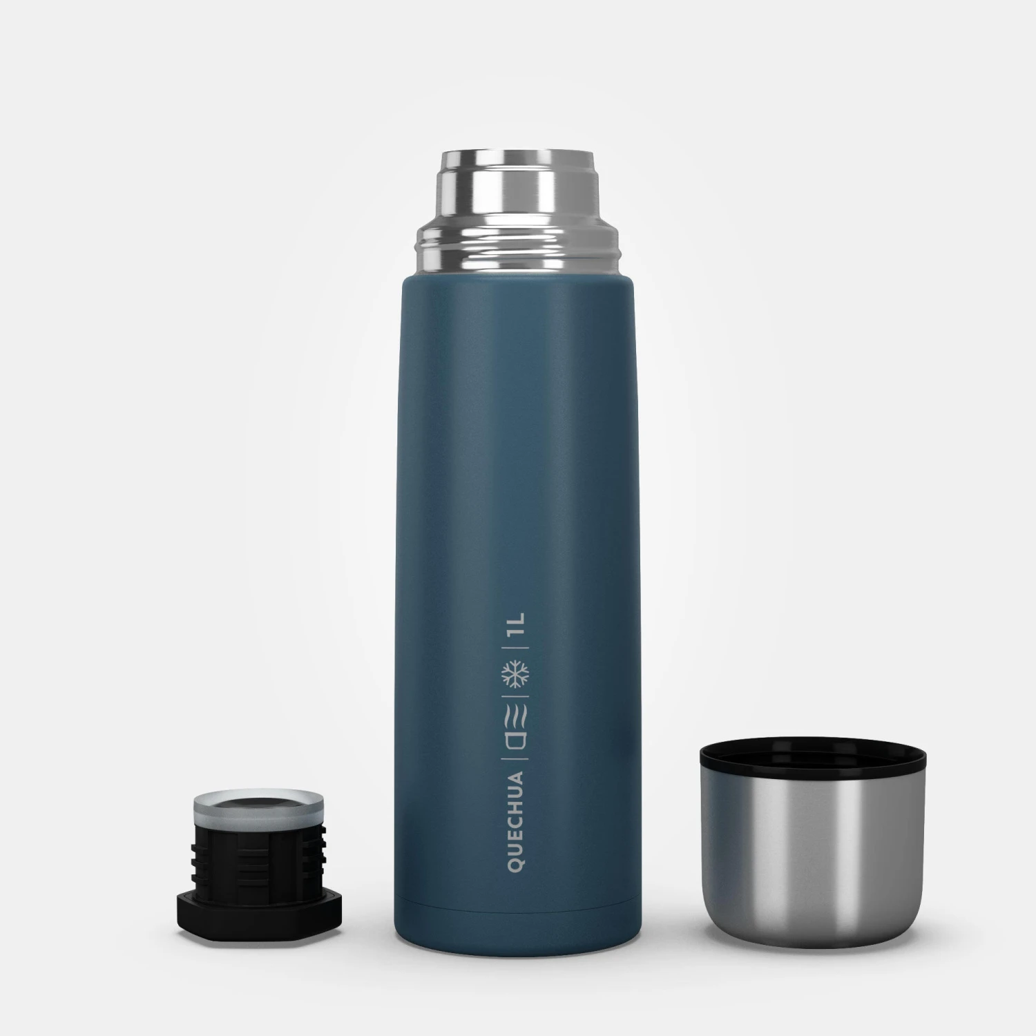 Quechua Stainless Steel Insulated Hiking Bottle 1 L Blue - Image 2