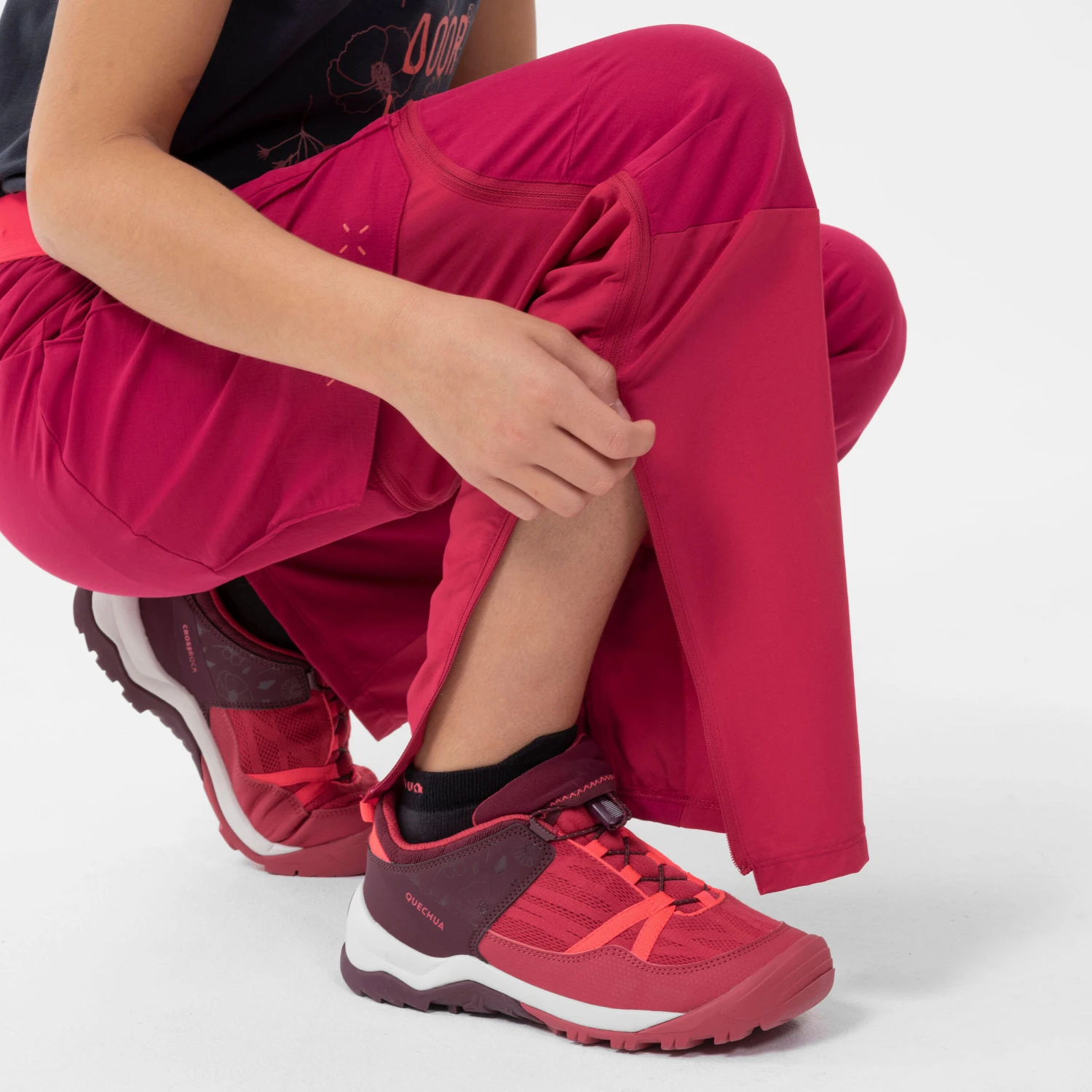 Quechua Kids’ Modulable Hiking Trousers MH500 Raspberry 7 - Image 6