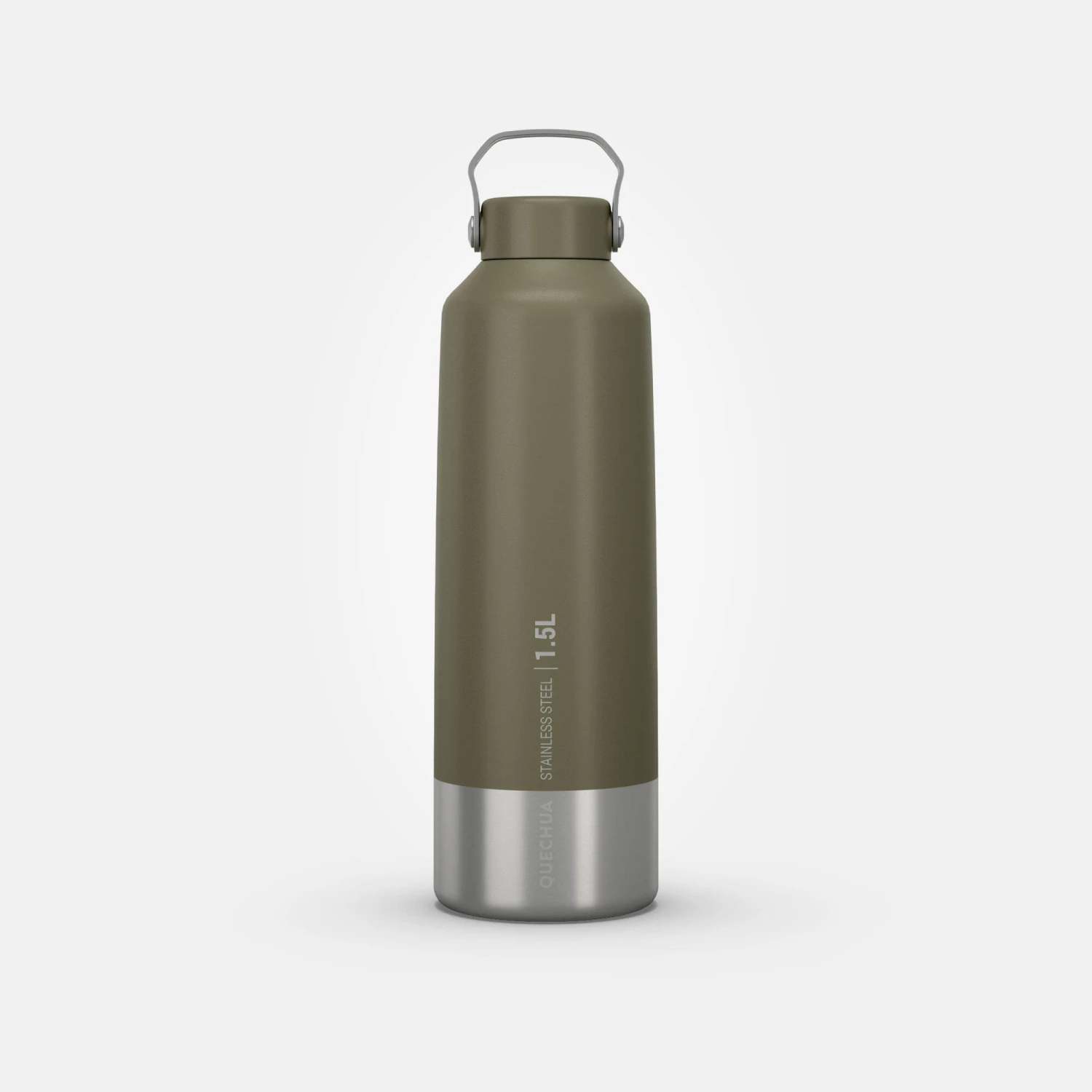 Quechua Stainless Steel Hiking Flask With Screw Cap MH100 1.5 L Khaki - Image 10