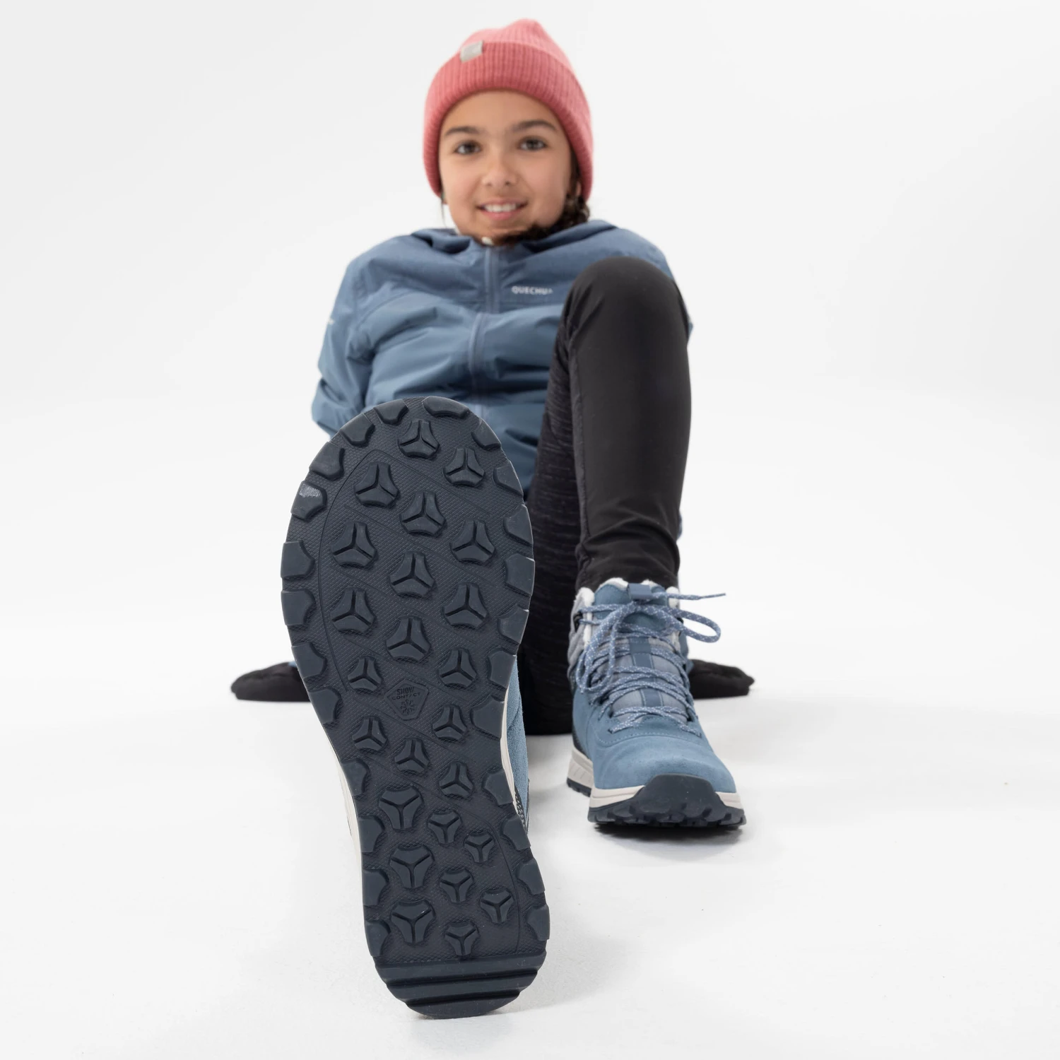 Quechua KIDS’ WARM WATERPROOF HIKING BOOTS - SH500 Leather Lace-up - Image 3