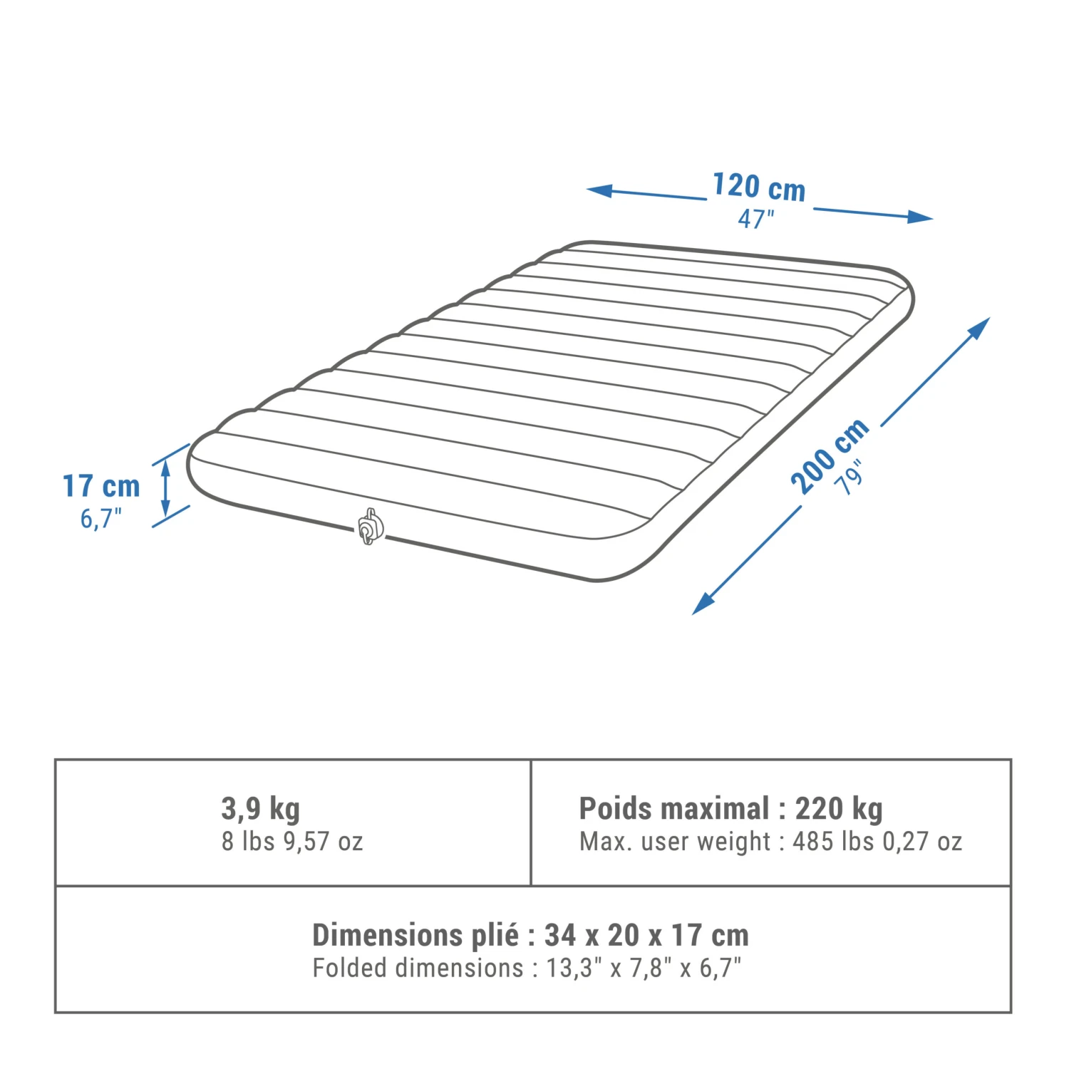 Quechua Inflatable Camping Mattress Air Comfort 120 Cm 2 People - Image 2