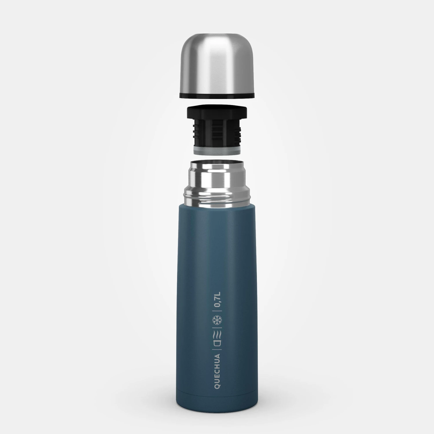 Quechua Stainless Steel Isothermal Hiking Bottle 0.7 Litre Blue - Image 8