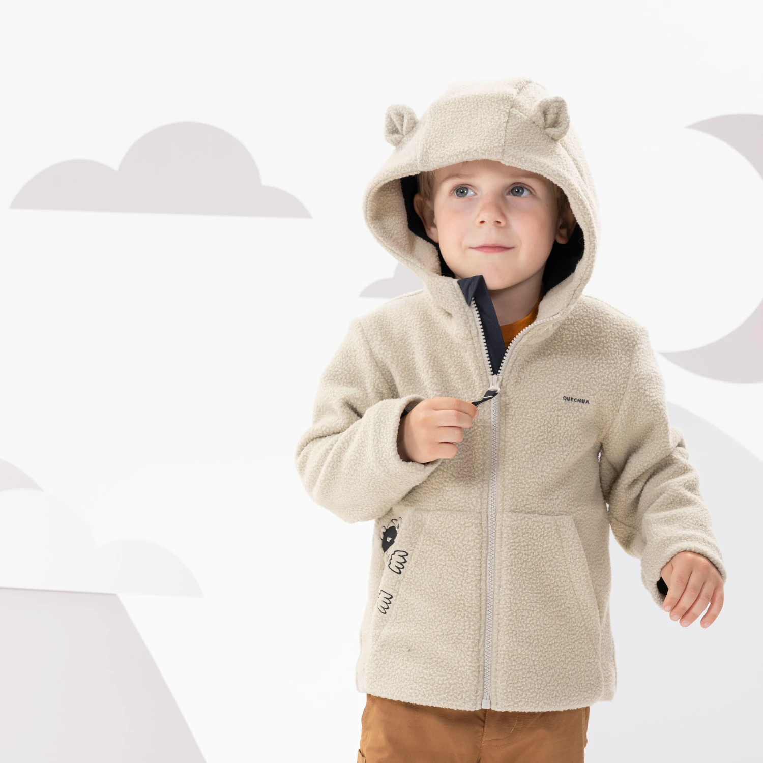Quechua Kids' Hiking Fleece - MH500 KID Beige - Ages 2 - Image 6