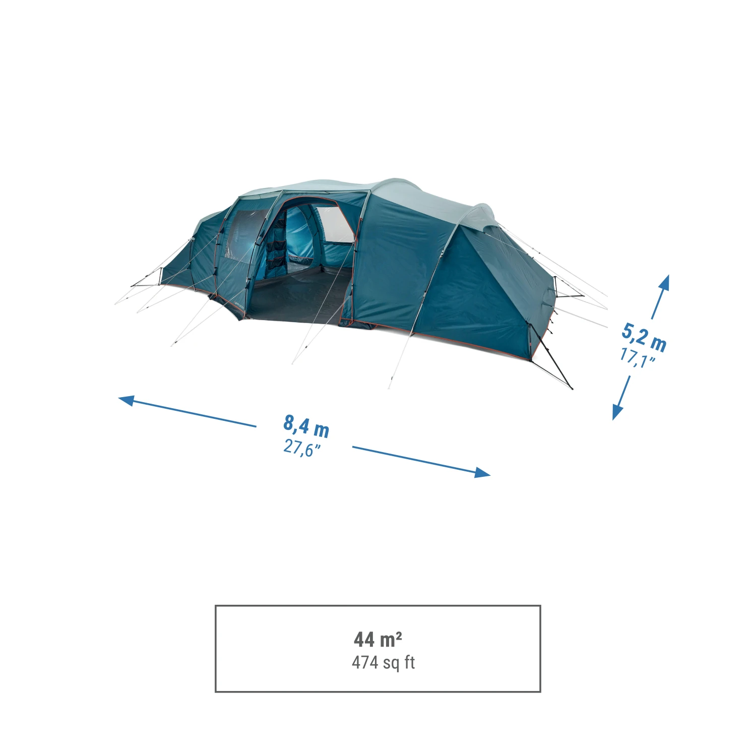 Quechua 8 Man Tent With Poles - Arpenaz 8.4 - Image 3