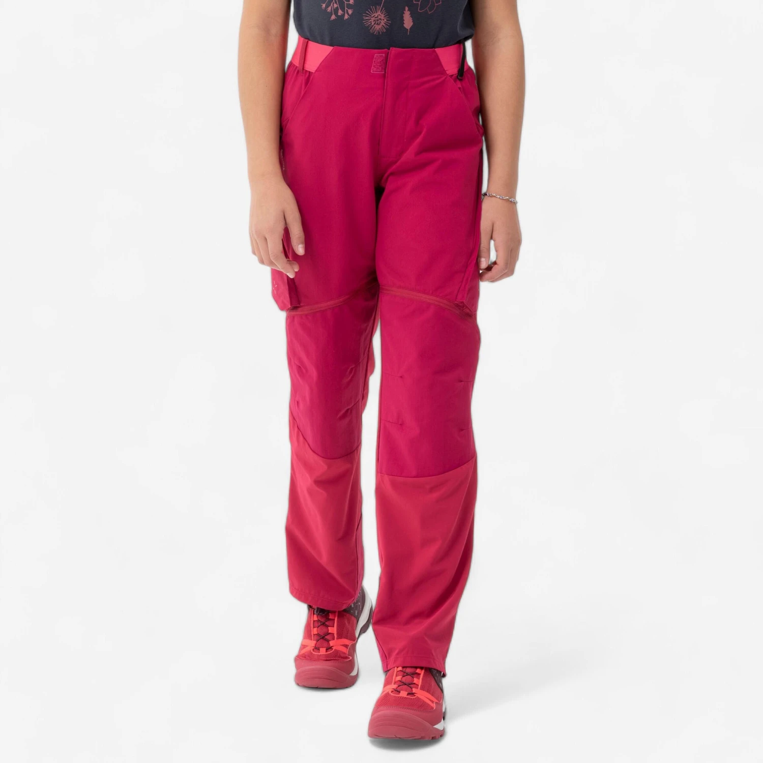 Quechua Kids’ Modulable Hiking Trousers MH500 Raspberry 7 - Image 4