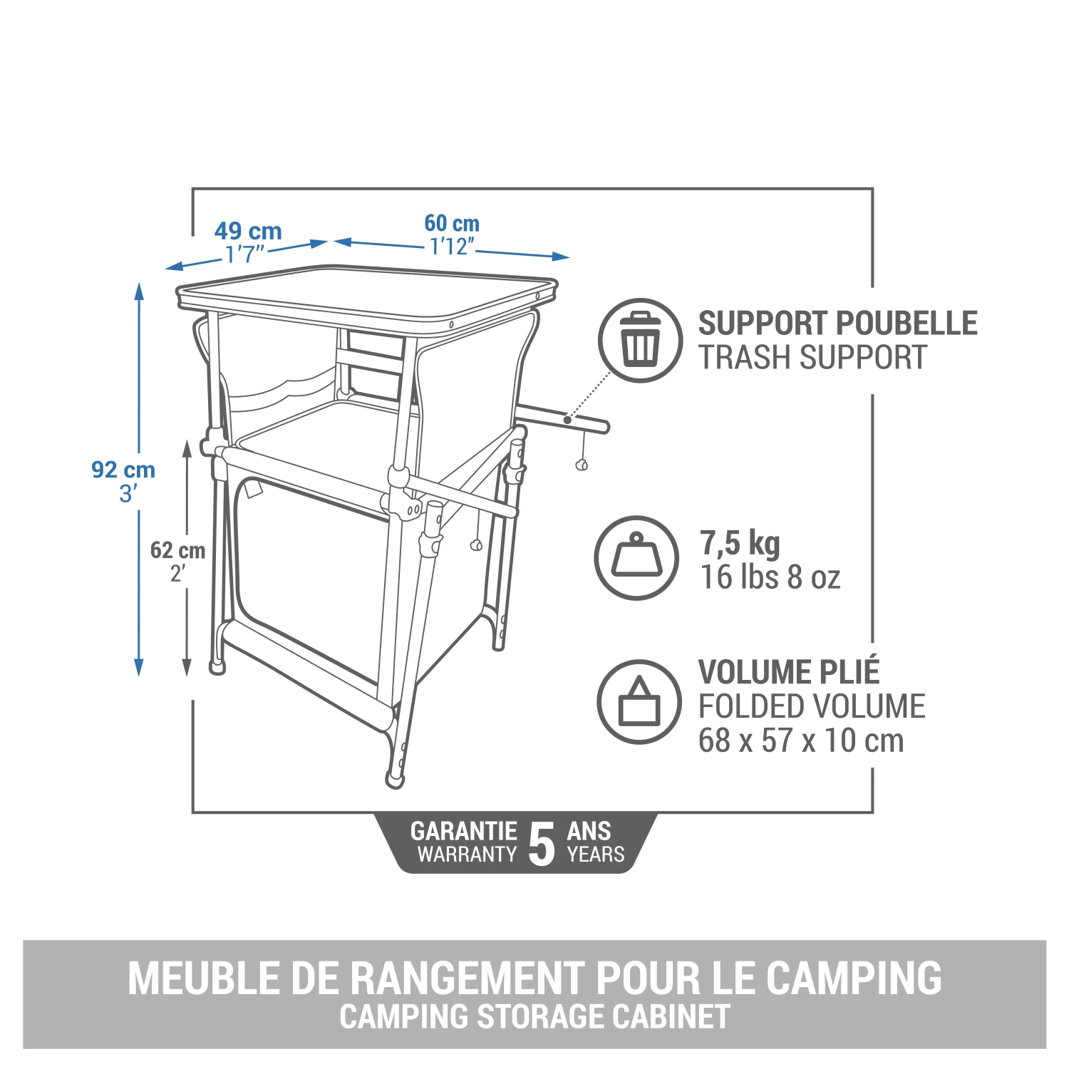 Quechua FOLDING AND COMPACT CAMPING STORAGE UNIT - Image 2