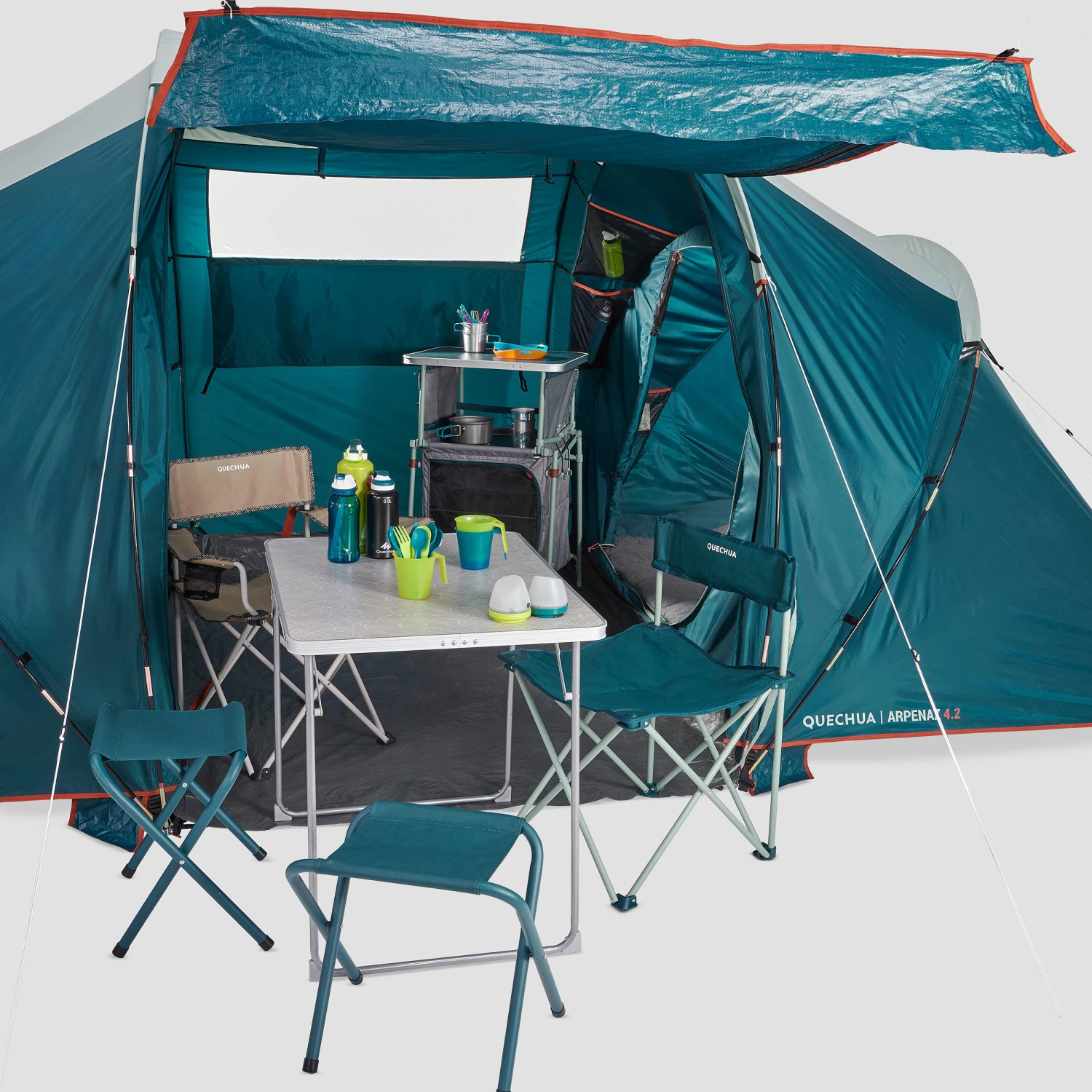Quechua 4 Man Tent With Poles - Arpenaz 4.2 - Image 11